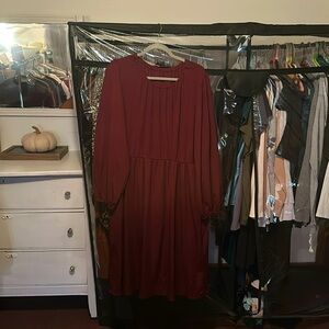 SHEIN burgundy long sleeve dress 3xl